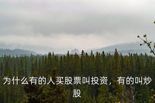 為什么有的人買股票叫投資，有的叫炒股