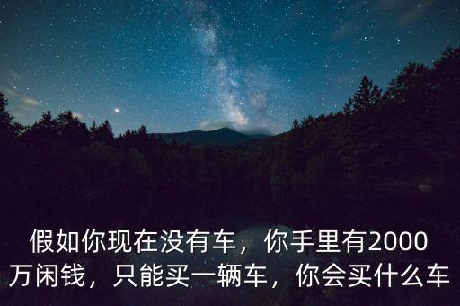 假如你現(xiàn)在沒有車，你手里有2000萬(wàn)閑錢，只能買一輛車，你會(huì)買什么車