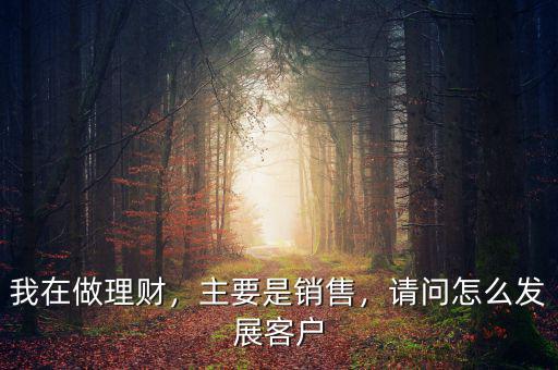 我在做理財(cái)，主要是銷售，請(qǐng)問怎么發(fā)展客戶