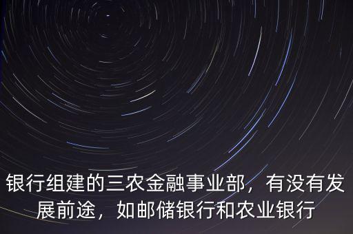 銀行組建的三農(nóng)金融事業(yè)部，有沒有發(fā)展前途，如郵儲銀行和農(nóng)業(yè)銀行