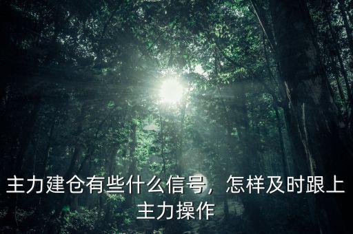 主力建倉有些什么信號，怎樣及時(shí)跟上主力操作