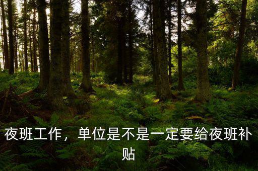 夜班工作，單位是不是一定要給夜班補貼