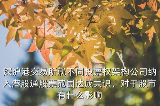 深滬港交易所就不同投票權(quán)架構(gòu)公司納入港股通股票范圍達(dá)成共識(shí)，對(duì)于股市有什么影響