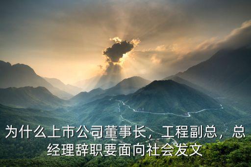 為什么上市公司董事長(zhǎng)，工程副總，總經(jīng)理辭職要面向社會(huì)發(fā)文