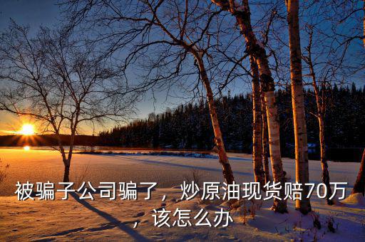 炒現貨原油投資被騙虧錢了怎么辦,炒原油現貨賠70萬