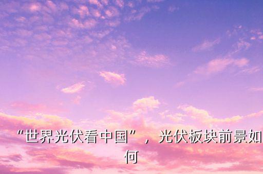 “世界光伏看中國”，光伏板塊前景如何