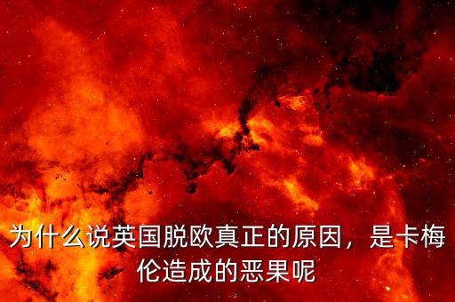 為什么說英國脫歐真正的原因，是卡梅倫造成的惡果呢