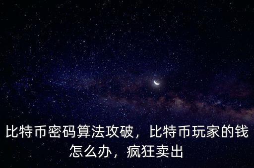 比特幣密碼算法攻破，比特幣玩家的錢怎么辦，瘋狂賣出