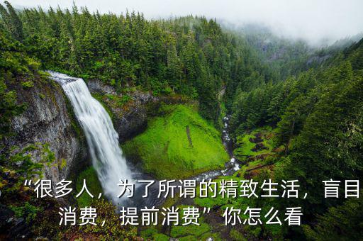 “很多人，為了所謂的精致生活，盲目消費，提前消費”你怎么看