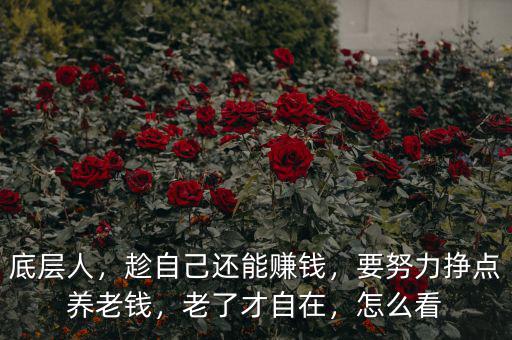 底層人，趁自己還能賺錢，要努力掙點養(yǎng)老錢，老了才自在，怎么看