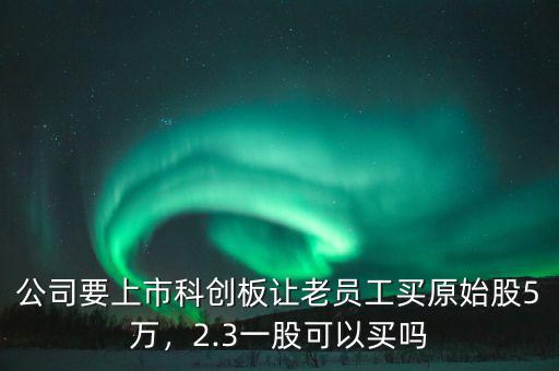 公司要上市科創(chuàng)板讓老員工買(mǎi)原始股5萬(wàn)，2.3一股可以買(mǎi)嗎