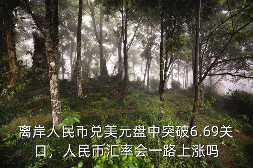 離岸人民幣兌美元盤中突破6.69關口，人民幣匯率會一路上漲嗎