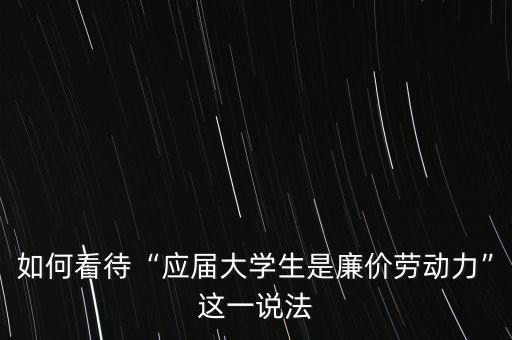 如何看待“應(yīng)屆大學生是廉價勞動力”這一說法