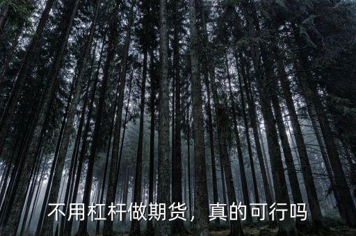 不用杠桿做期貨，真的可行嗎