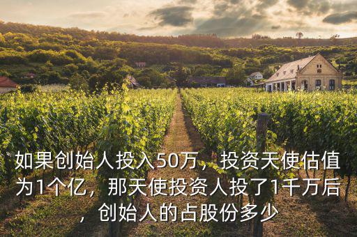如果創(chuàng)始人投入50萬，投資天使估值為1個(gè)億，那天使投資人投了1千萬后，創(chuàng)始人的占股份多少