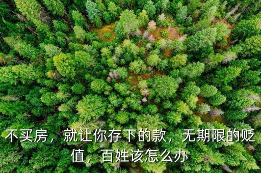 不買房，就讓你存下的款，無期限的貶值，百姓該怎么辦