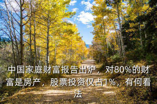 中國(guó)家庭財(cái)富報(bào)告出爐，對(duì)80%的財(cái)富是房產(chǎn)，股票投資僅占1%，有何看法