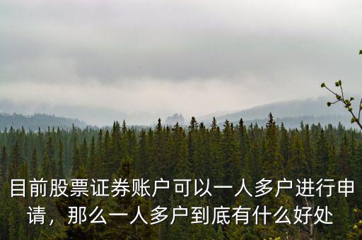 目前股票證券賬戶可以一人多戶進(jìn)行申請(qǐng)，那么一人多戶到底有什么好處