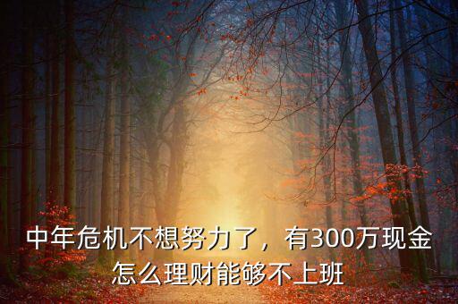 中年危機不想努力了，有300萬現(xiàn)金怎么理財能夠不上班