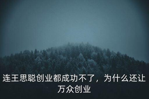 連王思聰創(chuàng)業(yè)都成功不了，為什么還讓萬眾創(chuàng)業(yè)