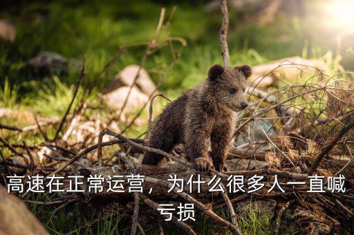 高速在正常運(yùn)營，為什么很多人一直喊虧損