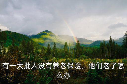 有一大批人沒有養(yǎng)老保險，他們老了怎么辦