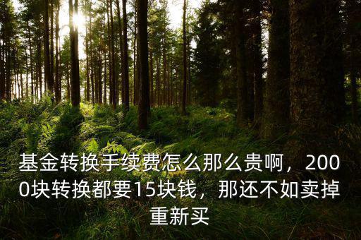 基金轉(zhuǎn)換手續(xù)費怎么那么貴啊，2000塊轉(zhuǎn)換都要15塊錢，那還不如賣掉重新買