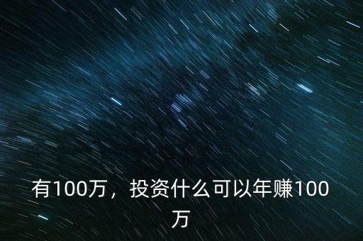 有100萬，投資什么可以年賺100萬