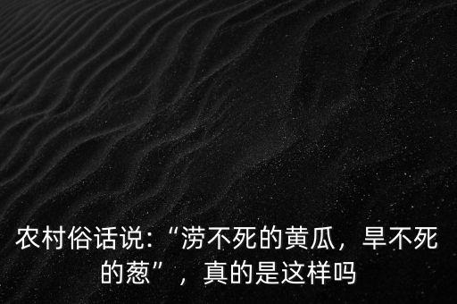 農(nóng)村俗話說:“澇不死的黃瓜，旱不死的蔥”，真的是這樣嗎