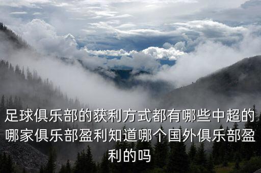 足球俱樂部的獲利方式都有哪些中超的哪家俱樂部盈利知道哪個(gè)國(guó)外俱樂部盈利的嗎