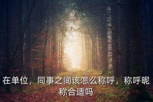 在單位，同事之間該怎么稱呼，稱呼昵稱合適嗎