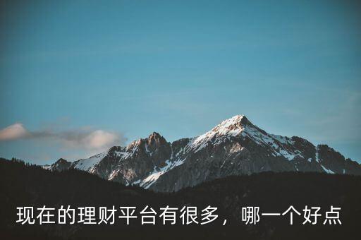 現(xiàn)在的理財平臺有很多，哪一個好點
