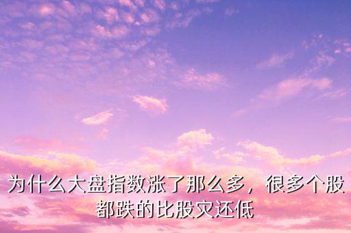 為什么大盤指數(shù)漲了那么多，很多個股都跌的比股災(zāi)還低