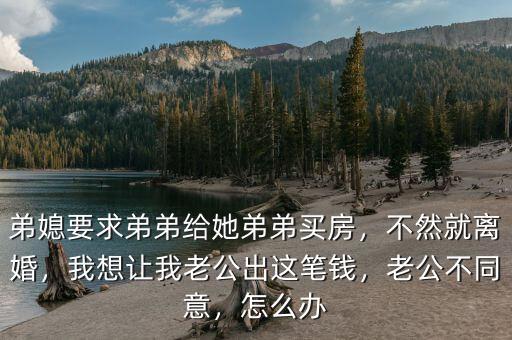 弟媳要求弟弟給她弟弟買房，不然就離婚，我想讓我老公出這筆錢，老公不同意，怎么辦