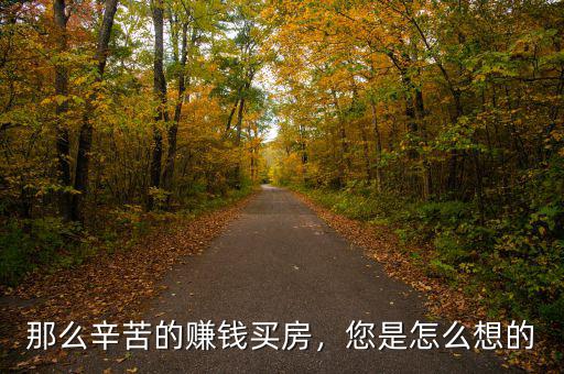 那么辛苦的賺錢買房，您是怎么想的