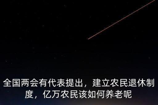 全國兩會有代表提出，建立農(nóng)民退休制度，億萬農(nóng)民該如何養(yǎng)老呢