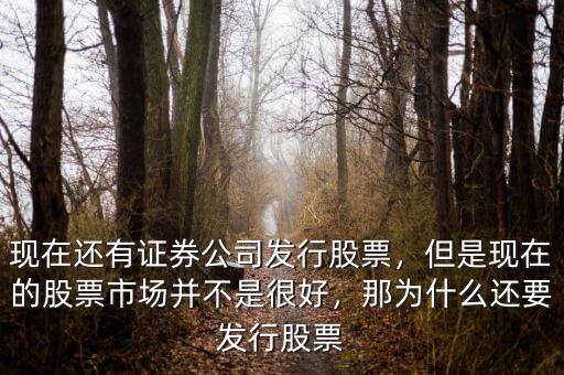 現(xiàn)在還有證券公司發(fā)行股票，但是現(xiàn)在的股票市場并不是很好，那為什么還要發(fā)行股票