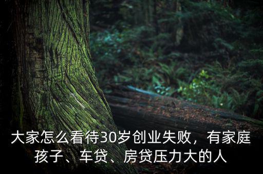大家怎么看待30歲創(chuàng)業(yè)失敗，有家庭孩子、車貸、房貸壓力大的人