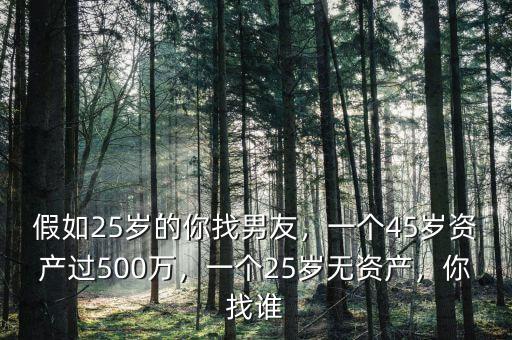 假如25歲的你找男友，一個45歲資產(chǎn)過500萬，一個25歲無資產(chǎn)，你找誰