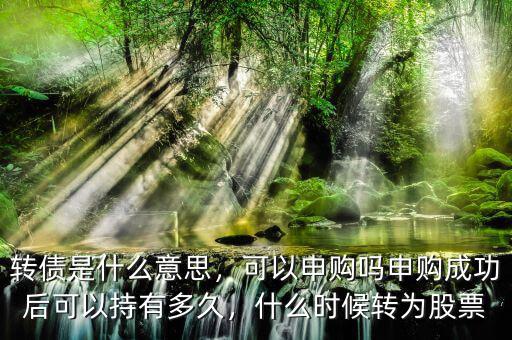 轉(zhuǎn)債是什么意思，可以申購(gòu)嗎申購(gòu)成功后可以持有多久，什么時(shí)候轉(zhuǎn)為股票