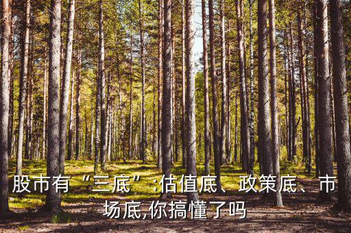 股市有“三底”:估值底、政策底、市場底,你搞懂了嗎