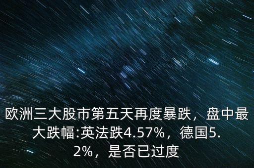 歐洲三大股市第五天再度暴跌，盤中最大跌幅:英法跌4.57%，德國(guó)5.2%，是否已過度