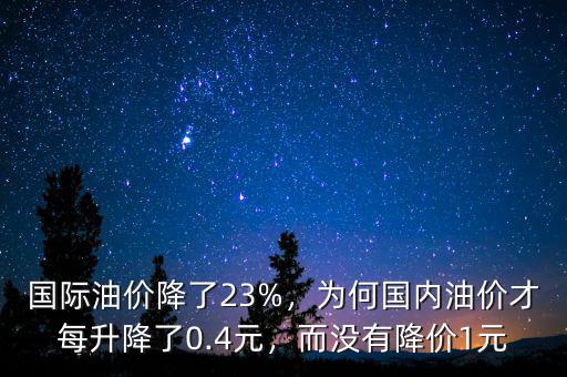 國際油價(jià)降了23%，為何國內(nèi)油價(jià)才每升降了0.4元，而沒有降價(jià)1元
