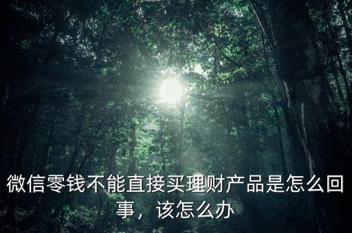微信零錢不能直接買理財(cái)產(chǎn)品是怎么回事，該怎么辦