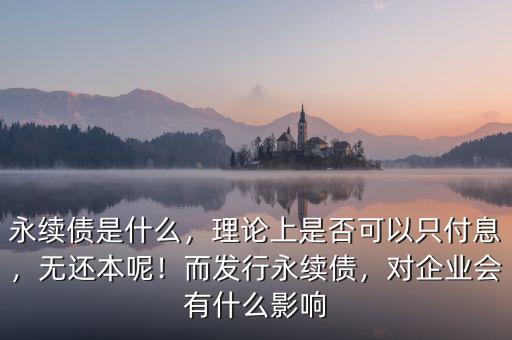 永續(xù)債是什么，理論上是否可以只付息，無還本呢！而發(fā)行永續(xù)債，對企業(yè)會有什么影響