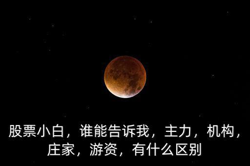 股票小白，誰能告訴我，主力，機(jī)構(gòu)，莊家，游資，有什么區(qū)別