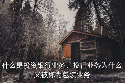 什么是投資銀行業(yè)務，投行業(yè)務為什么又被稱為包裝業(yè)務