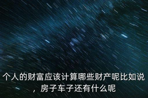 個人的財富應(yīng)該計算哪些財產(chǎn)呢比如說，房子車子還有什么呢