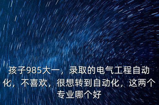 孩子985大一，錄取的電氣工程自動(dòng)化，不喜歡，很想轉(zhuǎn)到自動(dòng)化，這兩個(gè)專業(yè)哪個(gè)好