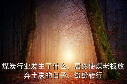 煤炭行業(yè)發(fā)生了什么，居然使煤老板放棄土豪的日子，紛紛轉(zhuǎn)行